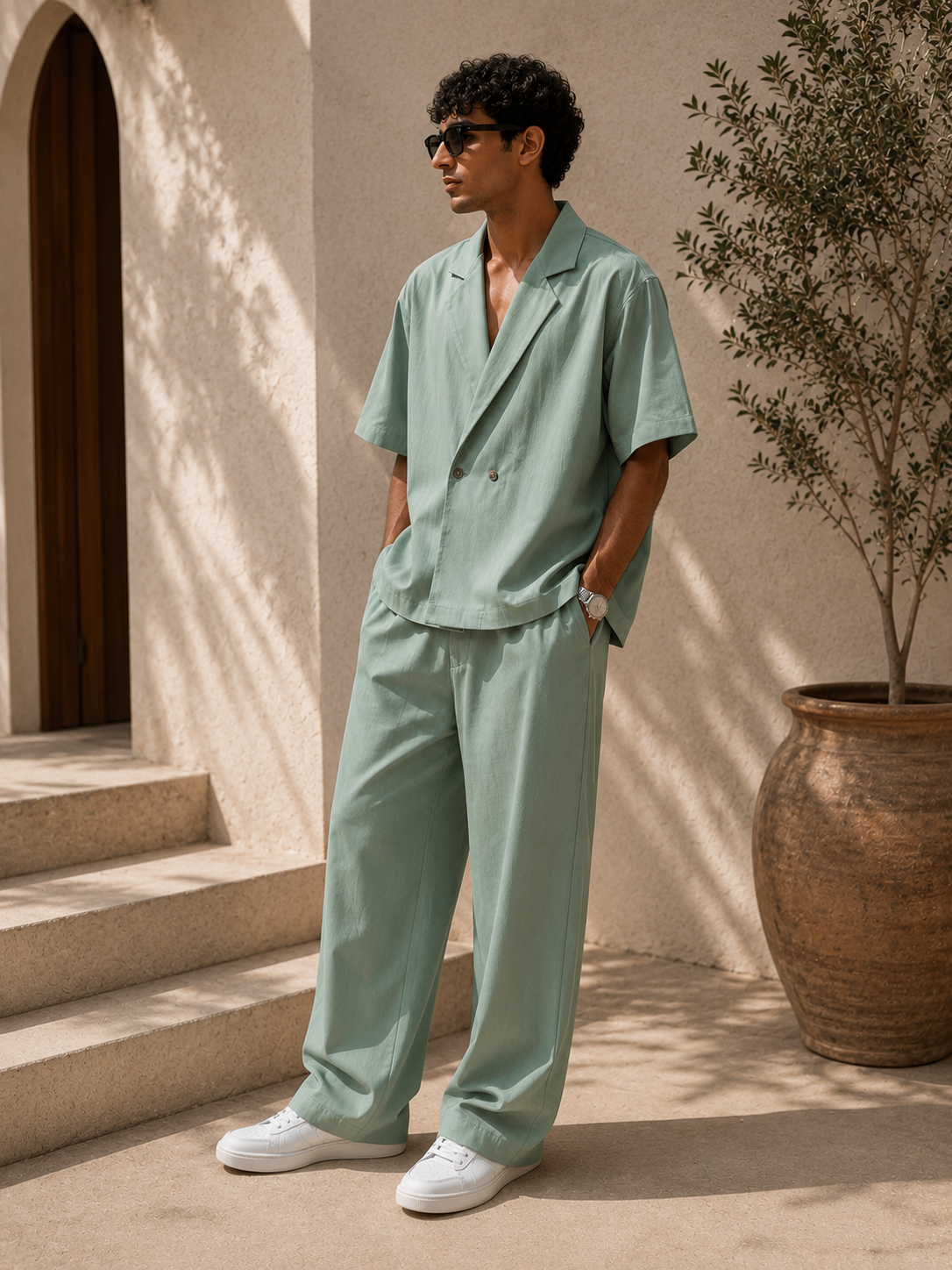 Set green linen