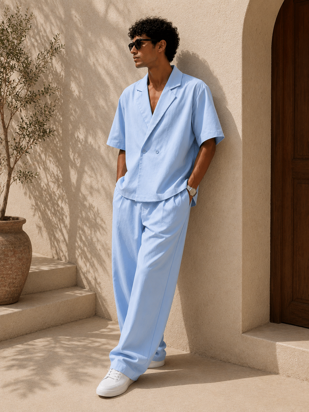 Set linen baby blue
