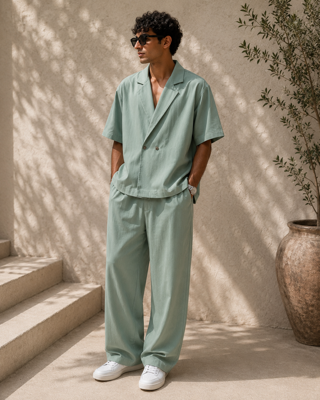Set green linen