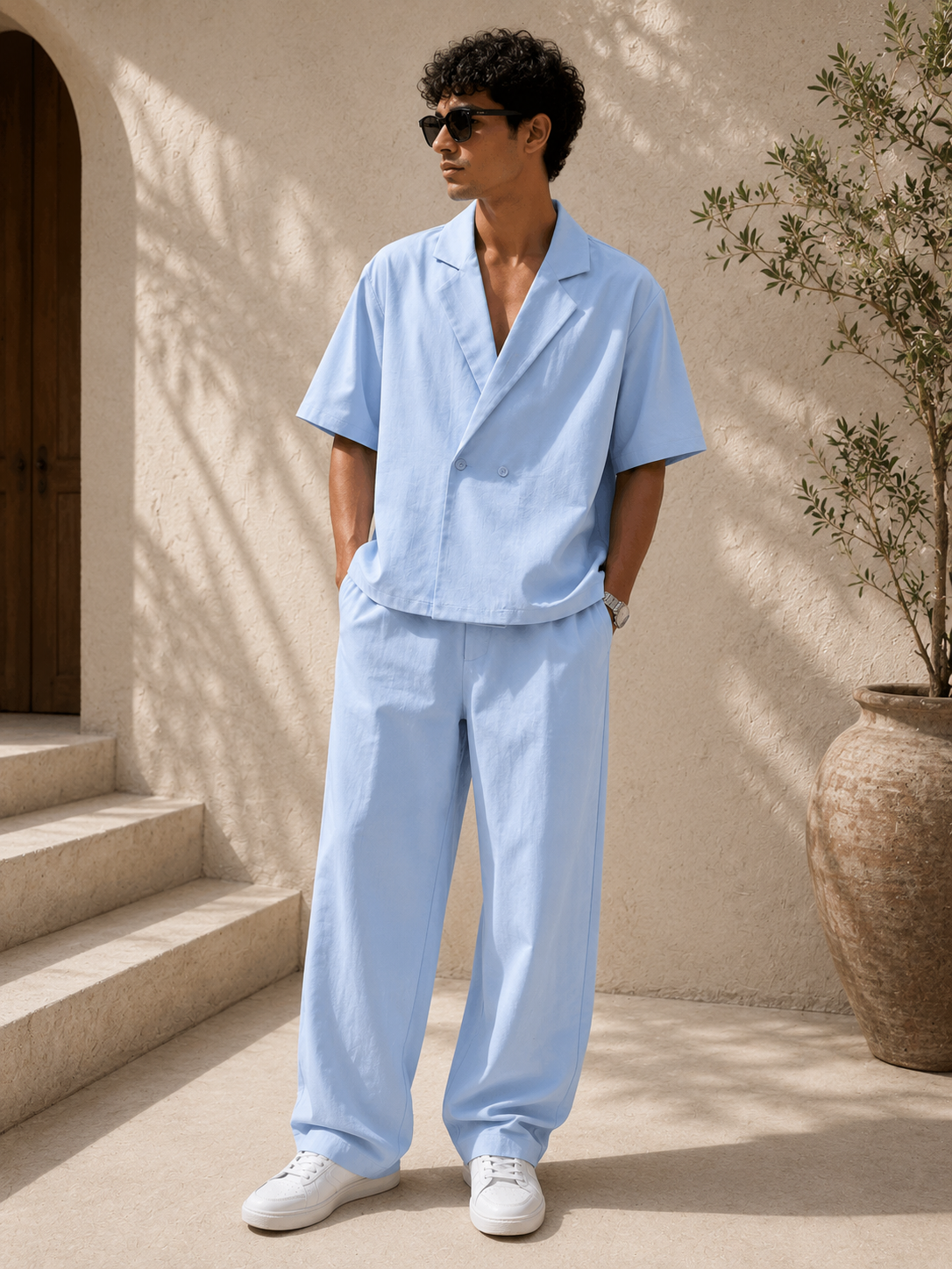 Set linen baby blue