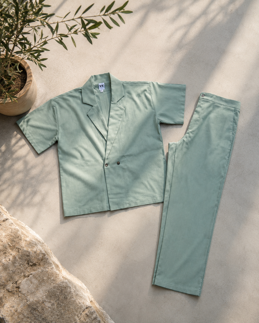 Set green linen